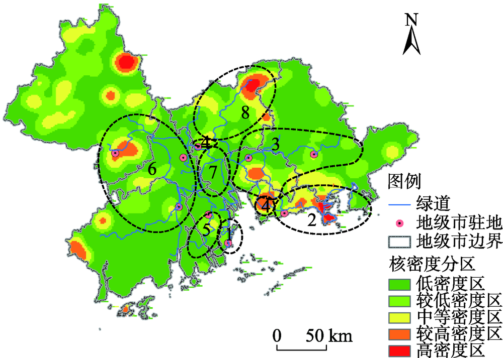 珠江三角洲城市群区域绿道与生态游憩空间的连接度与